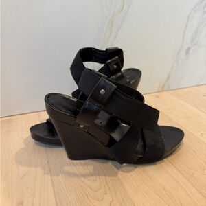 BCBGMAXAZRIA Black Wedge Sandals